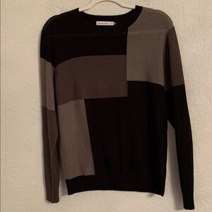 Sevendays-Sunday ColorBlock Sweater Black Gray Brown Lightweight Sweater Size M
